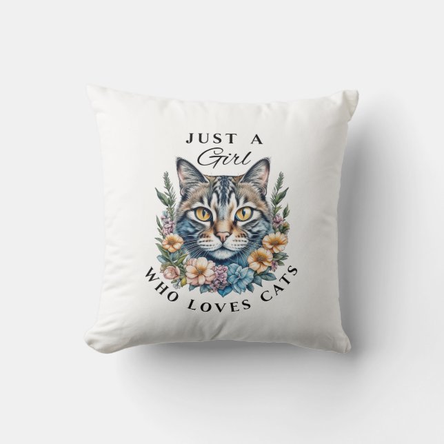 Just a Girl Who Loves Cats Personalised Cushion (Front)