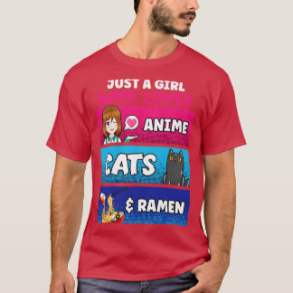 Just A Girl Who Loves Cats Ramen Lover Kawaii Ota T-Shirt