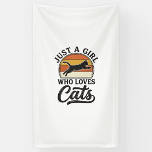 Just a Girl Who Loves Cats Retro Vintage Cat Desig Banner