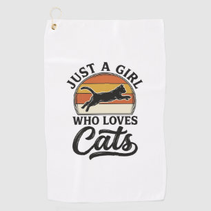 Just a Girl Who Loves Cats Retro Vintage Cat Desig Golf Towel