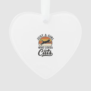 Just a Girl Who Loves Cats Retro Vintage Cat Desig Ornament
