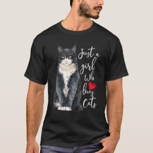 Just A Girl Who Loves Cats Watercolor Cat Womens G T-Shirt