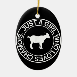 Just A Girl Who Loves Chamois Gift For Women Goat Ceramic Tree Decoration
