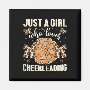 Just A Girl Who Loves Cheerleading Cow Print Cheer Magnet