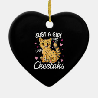 Just A Girl Who Loves Cheetahs | Heart Cheetah Ceramic Tree Decoration