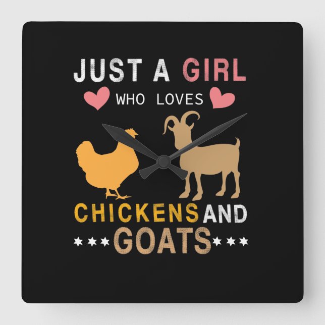 just a girl who loves chickens and goats square wall clock (Front)