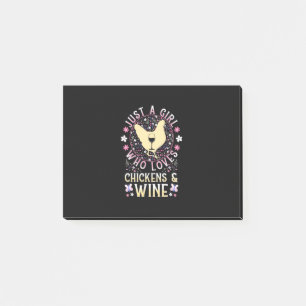 Just A Girl Who Loves Chickens And Wine Post-it Notes