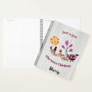 Just A Girl Who Loves Chickens Country Folk Art    Planner