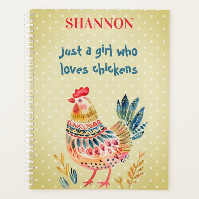 Just a Girl Who Loves Chickens-Country Folk Art Planner (Front)