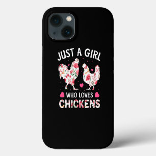 Just a Girl Who Loves Chickens Cute Chicken Flower iPhone 13 Case