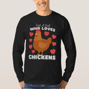 Just A Girl Who Loves Chickens  Cute Poultry  Kids T-Shirt