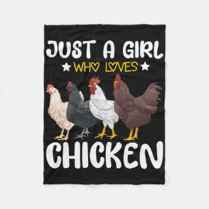 Just A Girl Who Loves Chickens Farm Lover Cute Chi Fleece Blanket