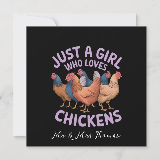 Just a Girl Who Loves Chickens For Cihcken Lovers Invitation (Front)