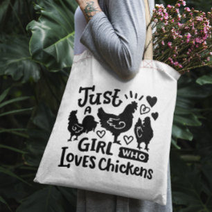"Just a girl who loves chickens" funny tote bag
