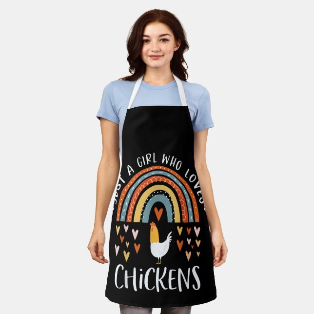 Just A Girl Who Loves Chickens Rainbow Gifts Poult Apron (Worn)