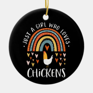 Just A Girl Who Loves Chickens Rainbow Gifts Poult Ceramic Tree Decoration