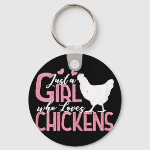 Just A Girl Who Loves Chickens T Shirt Poultry Lov Key Ring
