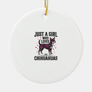 Just A Girl Who Loves Chihuahuas Vintage Dog Desig Ceramic Tree Decoration