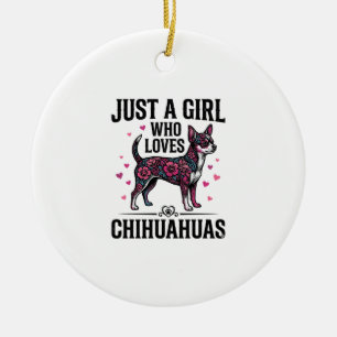 Just A Girl Who Loves Chihuahuas Vintage Dog Desig Ceramic Tree Decoration