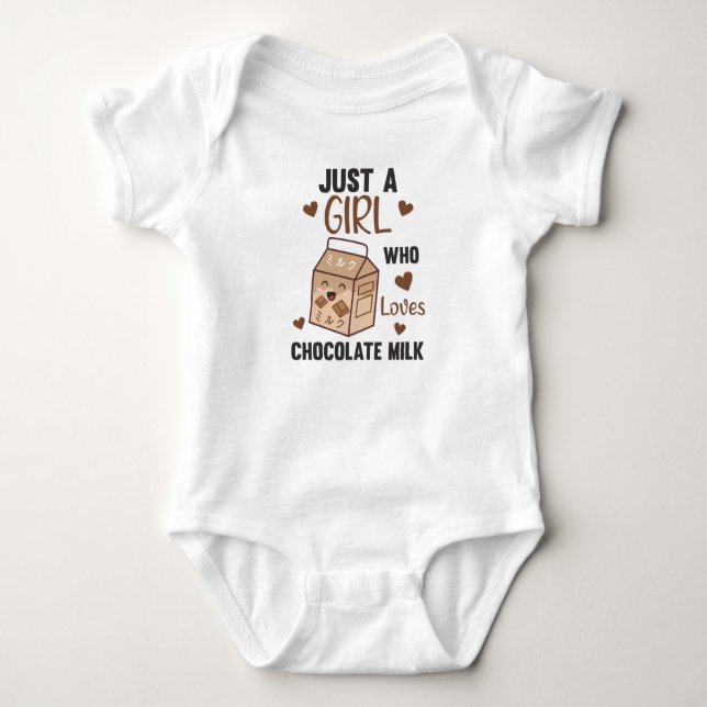 Just A Girl who loves Chocolate Milk Kawaii Baby Bodysuit (Front)