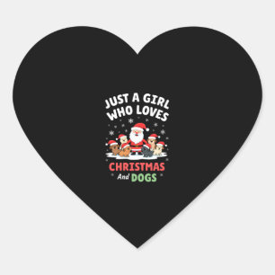 Just A Girl Who Loves Christmas And Dogs Holiday X Heart Sticker