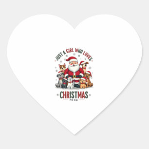 Just A Girl Who Loves Christmas And Dogs Holiday X Heart Sticker