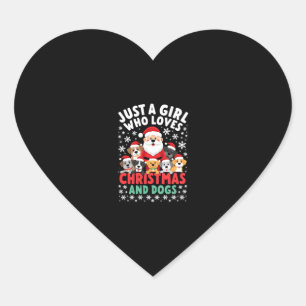Just A Girl Who Loves Christmas And Dogs Holiday X Heart Sticker