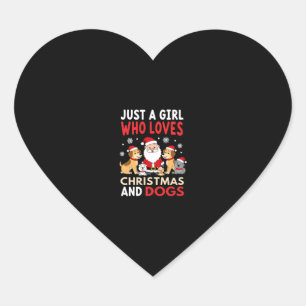 Just A Girl Who Loves Christmas And Dogs Holiday X Heart Sticker