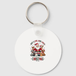 Just A Girl Who Loves Christmas And Dogs Holiday X Key Ring