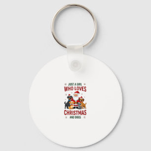 Just A Girl Who Loves Christmas And Dogs Holiday X Key Ring