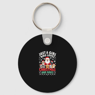 Just A Girl Who Loves Christmas And Dogs Holiday X Key Ring