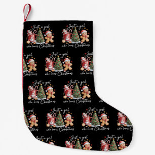 Just A Girl who Loves Christmas Coquette Bow  Small Christmas Stocking