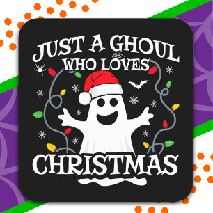 Just A Girl Who Loves Christmas Funny Halloween Square Sticker