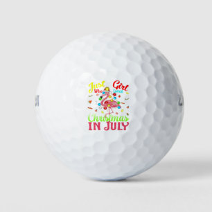 Just A Girl Who Loves Christmas In July Flamingo Golf Balls