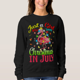 Just A Girl Who Loves Christmas In July Flamingo Sweatshirt