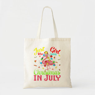 Just A Girl Who Loves Christmas In July Flamingo Tote Bag