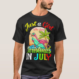 Just A Girl Who Loves Christmas In July Flamingo v T-Shirt