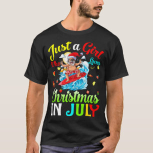 Just A Girl Who Loves Christmas In July Hawaiian v T-Shirt