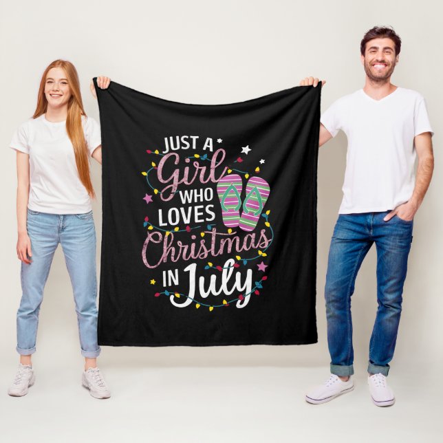 Just A Girl Who Loves Christmas in July Summer Fleece Blanket (In Situ)