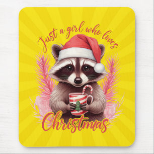 Just A Girl Who Loves Christmas Racoon-71692 Mouse Pad