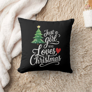 Just A Girl Who Loves Christmas Tree Family Gift Cushion