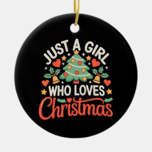 Just A Girl Who Loves Christmas Tree Hearts Xmas Ceramic Tree Decoration