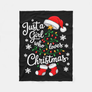 Just A Girl Who Loves Christmas Tree Xmas  Fleece Blanket