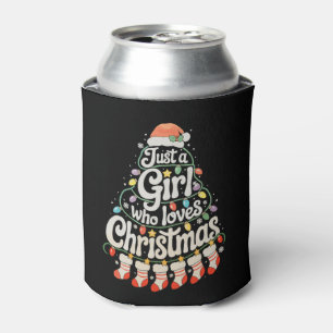 Just A Girl Who Loves Christmas Tree Xmas Holiday Can Cooler