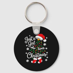 Just A Girl Who Loves Christmas Tree Xmas  Key Ring