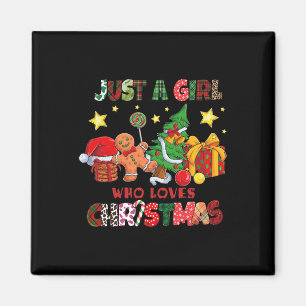 Just A Girl Who Loves Christmas Xmas Funny Gingerb Magnet