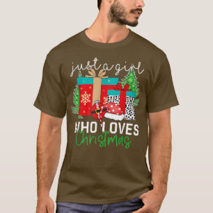 Just a Girl Who Loves Christmas Xmas Holiday Pajam T-Shirt