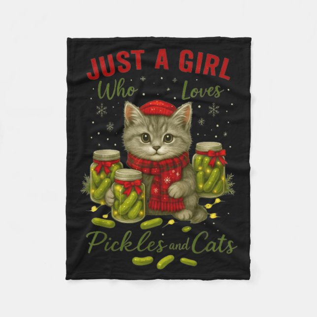 Just A Girl Who Loves Ckles And Cats Christmas  Fleece Blanket (Front)