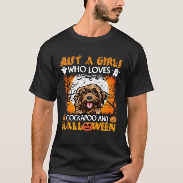 Just A Girl Who Loves Cockapoo And Halloween T-Shirt (Front)