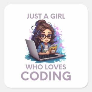 Just A Girl Who Loves Coding Geek Coding Women Square Sticker